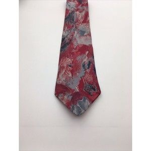 Torriani Mens Silk Tie Red Silver Grey Splash Of Color Made in Italy. Abstract